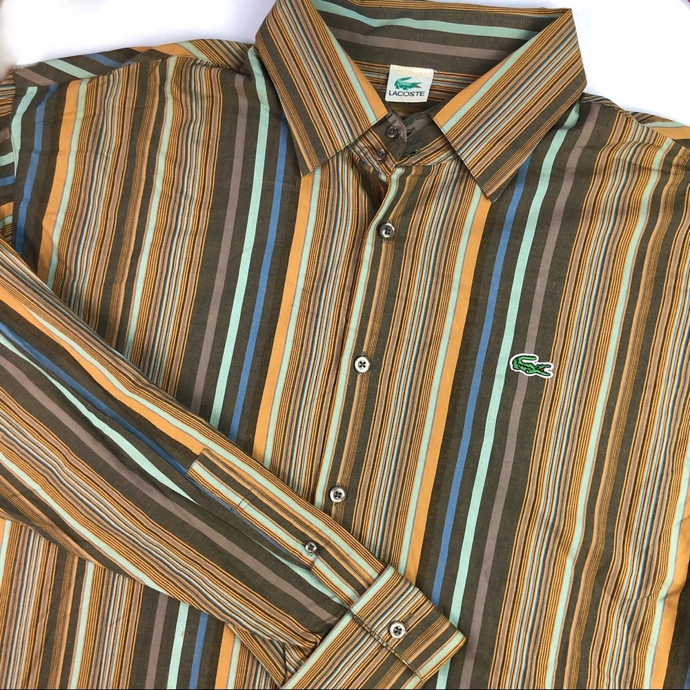Lacoste button down long sleeve striped shirt SzXL